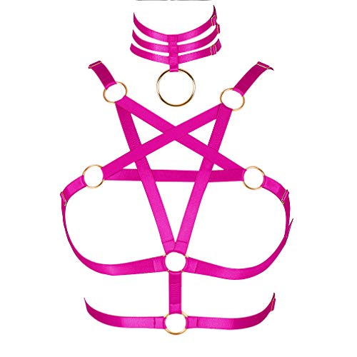 BBOHSS Riemchen Body Harness BH verstellbare Frauen Tops Steampunk Goth Plus Size (Rose Red) von BBOHSS