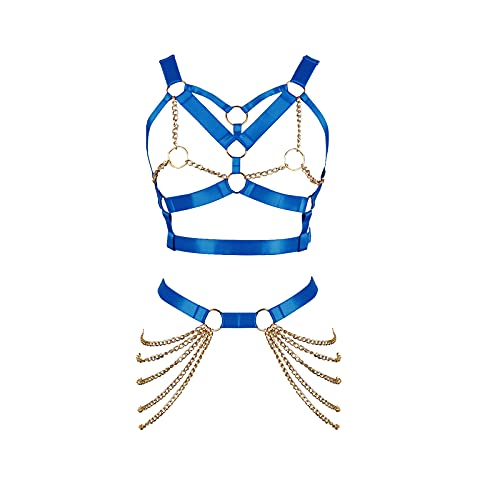 Damen Body Harness BH Punk Strumpfband Elastisch Verstellbarer BH Tanz Karneval Gothic Kostümzubehör von BBOHSS