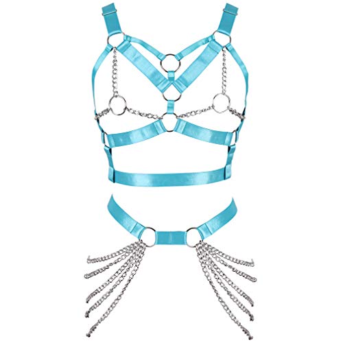 Damen Body Harness BH Punk Strumpfband Elastisch Verstellbarer BH Tanz Karneval Gothic Kostümzubehör von BBOHSS