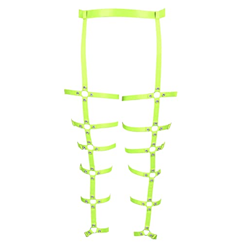 Damen Body Harness Bein Strumpfband Gürtel Plus Size Ausschnitt Mode Strumpfband Oberschenkel Punk Gothic Karneval Halloween Party Kleidung, leuchtend grün, Übergröße von BBOHSS