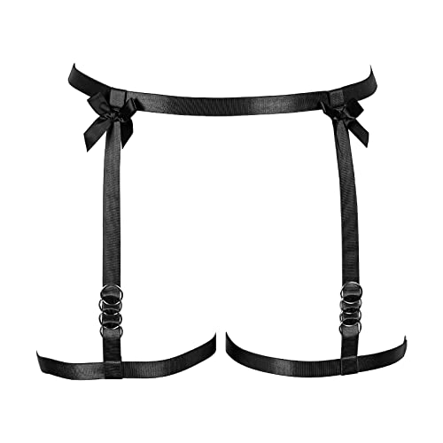 BBOHSS Damen Body Harness Beine Plus Size Strumpfband Gürtel Taille Käfig Gothic Punk Karneval Weihnachten Halloween Tanz Mode Strumpfband, Schwarz, 70 von BBOHSS