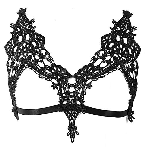 Damen Punk Harness BH Spitze Karneval Gothic Weihnachten Tanz Verstellbar Kleidung Zubehör - Schwarz - Einheitsgröße von BBOHSS
