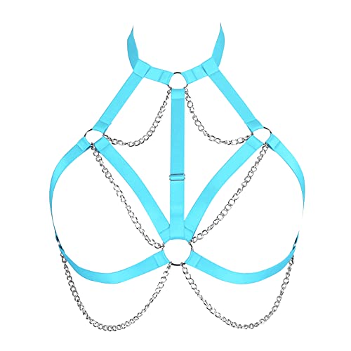 Plus Size Body Harness BH Damenmode Unterwäsche Punk Hollow Cupless BH Punk Gothic Karneval Tanzkostüm von BBOHSS