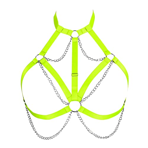 Plus Size Body Harness BH Damenmode Unterwäsche Punk Hollow Cupless BH Punk Gothic Karneval Tanzkostüm von BBOHSS