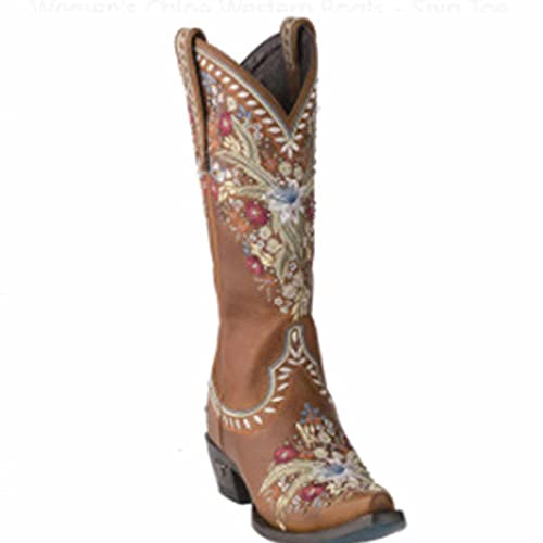 BBOOY Damen Westernstiefel mit Blumenstickerei, Klassisch spitzer Zeh Westernreitstiefel, Pelzfutter Winter Slip-on Cowboystiefel,D,43 BBOOY Damen Westernstiefel mit Blumenstickerei, Klassisch spitzer Zeh Westernreitstiefel, Pelzfutter Winter Slip-on Cowboystiefel,D,43 von BBOOY