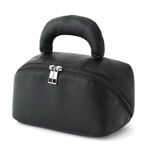 BBORGDC Große offene flache Make-up-Tasche, Kunstleder, Kosmetik-Organizer mit Griff, originelles Boho-Design für Damen von BBORGDC