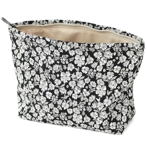 BBORGDC Jacquard-Make-up-Tasche mit Blumenmuster, große Kapazität, Kosmetiktasche für Reisen, Kulturbeutel, Organizer mit Reißverschluss, perfekt für den täglichen Gebrauch und Geschenke, stilvoller von BBORGDC