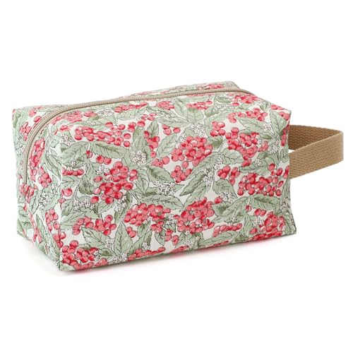 BBORGDC Kleine Reise-Make-up-Tasche für Damen, Rotkirsche / Baumwolle, Modisch, leger von BBORGDC