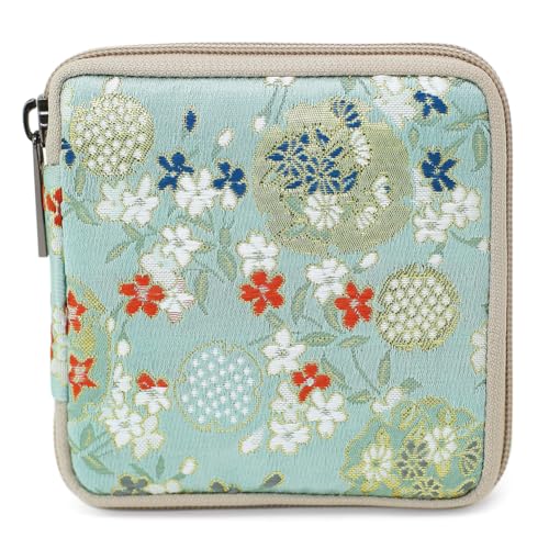 BBORGDC Minimalistisches Kartenetui für Damen – kleine, atmungsaktive Netz-Geldbörse mit Reißverschluss, Cyan-QP-Jacquard/Polyester, Modisch, leger von BBORGDC