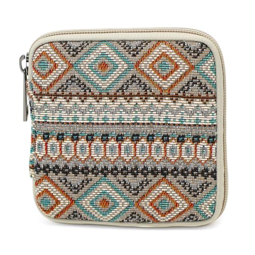 BBORGDC Minimalistisches Kartenetui für Damen – kleine, atmungsaktive Netz-Geldbörse mit Reißverschluss, Geometrie/Jacquard, Modisch, leger von BBORGDC