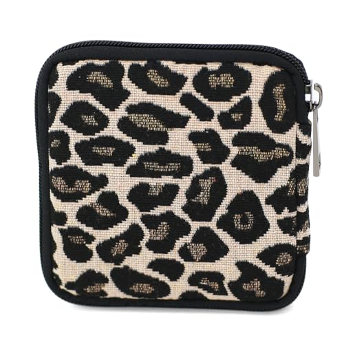 BBORGDC Minimalistisches Kartenetui für Damen – kleine, atmungsaktive Netz-Geldbörse mit Reißverschluss, Leopard/Jacquard, Modisch, leger von BBORGDC