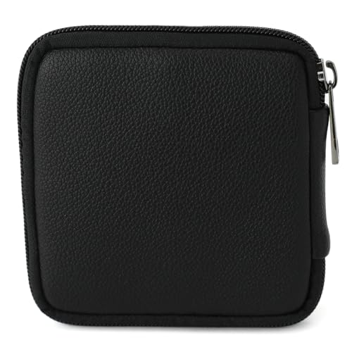 BBORGDC Minimalistisches Kartenetui für Damen – kleine, atmungsaktive Netz-Geldbörse mit Reißverschluss, Schwarz/PU-Lychee, Modisch, leger von BBORGDC