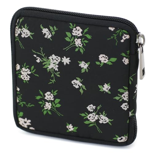 BBORGDC Minimalistisches Kartenetui für Damen – kleine, atmungsaktive Netz-Geldbörse mit Reißverschluss, Schwarz-GF-Jacquard/Polyester, Modisch, leger von BBORGDC