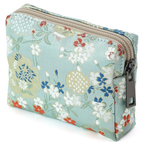BBORGDC Niedliche Make-up-Tasche – tragbare Kosmetiktasche für Damen, Cyan-QP-Jacquard/Polyester, Modisch, leger von BBORGDC