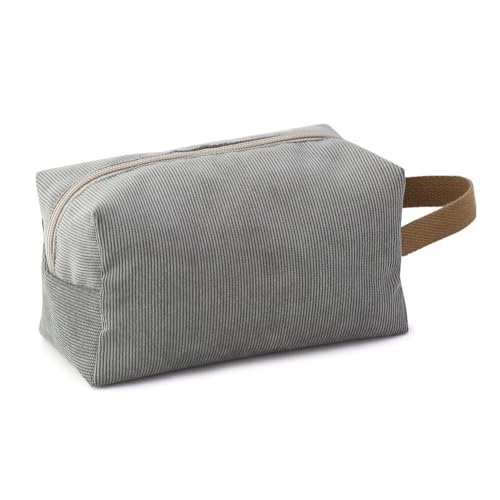 BBORGDC Stilvolle Cord-Kosmetiktasche für Mädchen – kompakter Reise-Make-up-Organizer mit Reißverschluss, niedlicher Kulturbeutel und Kosmetiktasche für Damen, tragbarer, kleiner Make-up-Koffer von BBORGDC