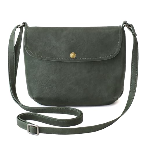 BBORGDC Trendige leichte kleine Umhängetasche für Damen – verstellbarer Riemen aus Leder mit Handyfach – originelles Design, Freizeit- und Reisegeldbörse, Olivegreen/PU, Modisch, leger von BBORGDC