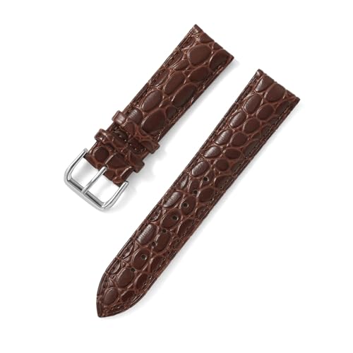 BBPLWEEA YingYou 12 13 14 15 16 17 18 19 20 21 22 24 Mm Uhrenarmband Aus Kreisförmig Genarbtem Kalbsleder Mit Dornschließe For Das Uhrenarmband(Brown,16mm) von BBPLWEEA