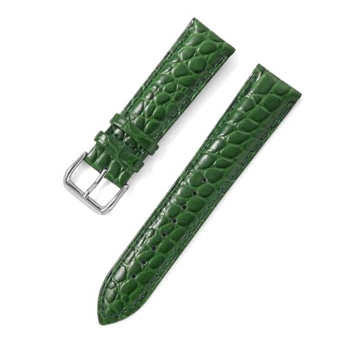 BBPLWEEA YingYou 12 13 14 15 16 17 18 19 20 21 22 24 Mm Uhrenarmband Aus Kreisförmig Genarbtem Kalbsleder Mit Dornschließe For Das Uhrenarmband(Green,12mm) von BBPLWEEA