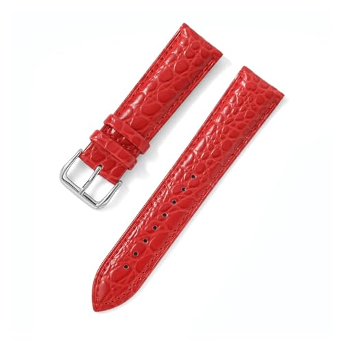BBPLWEEA YingYou 12 13 14 15 16 17 18 19 20 21 22 24 Mm Uhrenarmband Aus Kreisförmig Genarbtem Kalbsleder Mit Dornschließe For Das Uhrenarmband(Red,20mm) von BBPLWEEA