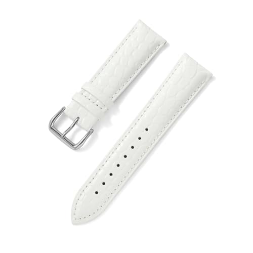 BBPLWEEA YingYou 12 13 14 15 16 17 18 19 20 21 22 24 Mm Uhrenarmband Aus Kreisförmig Genarbtem Kalbsleder Mit Dornschließe For Das Uhrenarmband(White,14mm) von BBPLWEEA