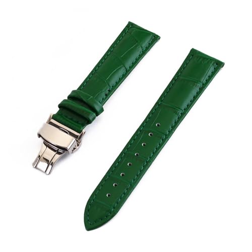 BBPLWEEA YingYou 12 14 16 18 19 20 21 22 24 Mm Uhrenarmband Aus Leder Mit Schmetterlingsschnalle For Uhrenarmband, Uhrenzubehör Mit Werkzeug(Green,20mm) von BBPLWEEA