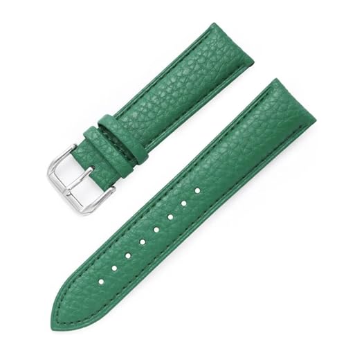 BBPLWEEA YingYou 12 14 16 18 19 20 21 22 24 mm Uhrenarmband aus Lychee-Korn-Kalbsleder, wasserdicht, Armband mit Dornschließe, Zubehör(Green,21mm) von BBPLWEEA
