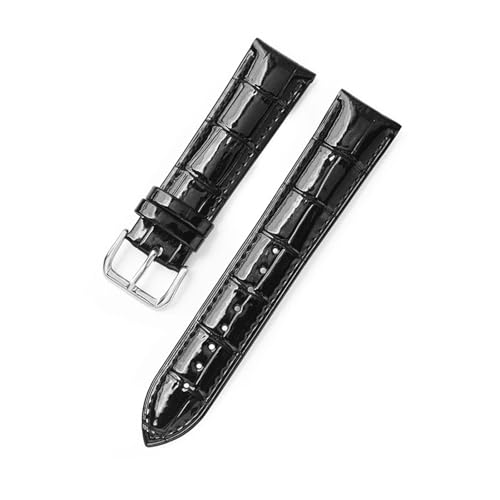 BBPLWEEA YingYou 12mm 14mm 16mm 18mm 20mm 22mm Lackleder Uhrenarmband Ersatzarmband Aus Echtem Leder(Black,18mm) von BBPLWEEA