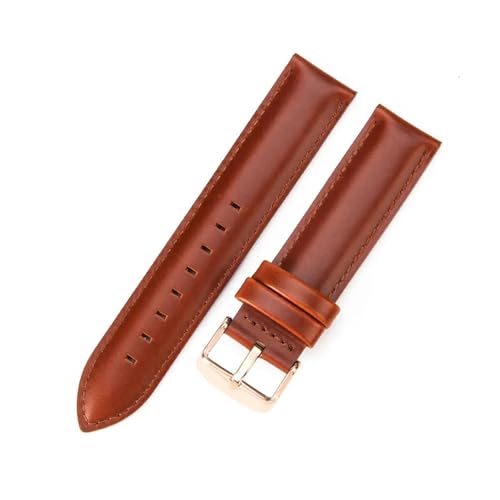 BBPLWEEA YingYou 14mm 16mm 18mm 20mm 22mm Leder Uhrenarmband Edelstahl Dornschließe Uhrenarmband Zubehör mit Werkzeug(Red Brown,16mm) von BBPLWEEA