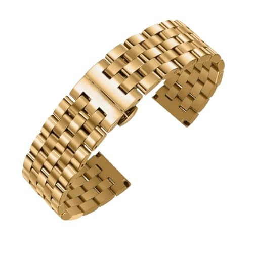 BBPLWEEA YingYou 16 Mm, 18 Mm, 20 Mm, 22 Mm, Schnellverschluss, 316L Massives Edelstahl-Uhrenarmband For Uhrenarmband-Zubehör Mit Werkzeug(Gold,22mm) von BBPLWEEA
