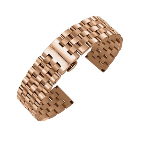 BBPLWEEA YingYou 16 Mm, 18 Mm, 20 Mm, 22 Mm, Schnellverschluss, 316L Massives Edelstahl-Uhrenarmband For Uhrenarmband-Zubehör Mit Werkzeug(Rose Gold,22mm) von BBPLWEEA