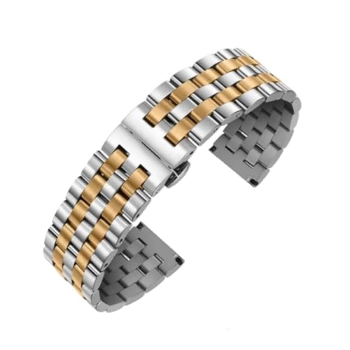 BBPLWEEA YingYou 16 Mm, 18 Mm, 20 Mm, 22 Mm, Schnellverschluss, 316L Massives Edelstahl-Uhrenarmband For Uhrenarmband-Zubehör Mit Werkzeug(Silver Gold,18mm) von BBPLWEEA