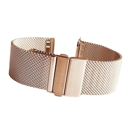 BBPLWEEA YingYou 16mm 18mm 20mm 22mm Schnellverschluss Mesh Milanese Loop Uhrenarmband Edelstahl Metall Faltschließe Handschlaufe Zubehör(Rose Gold,22mm) von BBPLWEEA
