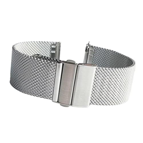 BBPLWEEA YingYou 16mm 18mm 20mm 22mm Schnellverschluss Mesh Milanese Loop Uhrenarmband Edelstahl Metall Faltschließe Handschlaufe Zubehör(Silver,22mm) von BBPLWEEA