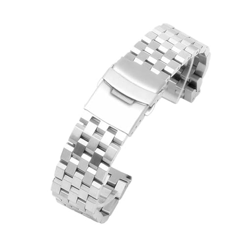 BBPLWEEA YingYou 18mm 20mm 22mm 24mm 26mm Edelstahl Uhrenarmband Silber Schwarz Metall Uhrenarmband Damen Herren Handgelenk Armband Mit Werkzeug(Silver,24mm) von BBPLWEEA