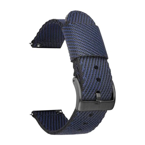 BBPLWEEA YingYou 18mm 20mm 22mm 24mm Sport Weave Nylon Uhrenarmband Damen Herren Armbanduhr Armband Quick Release Stoff Uhrenarmband Armband(Blue Black black BC,24mm) von BBPLWEEA