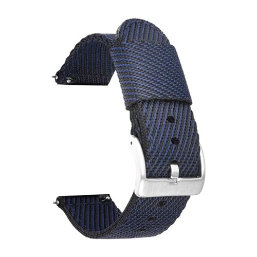 BBPLWEEA YingYou 18mm 20mm 22mm 24mm Sport Weave Nylon Uhrenarmband Damen Herren Armbanduhr Armband Quick Release Stoff Uhrenarmband Armband(Blue Black silver BC,18mm) von BBPLWEEA