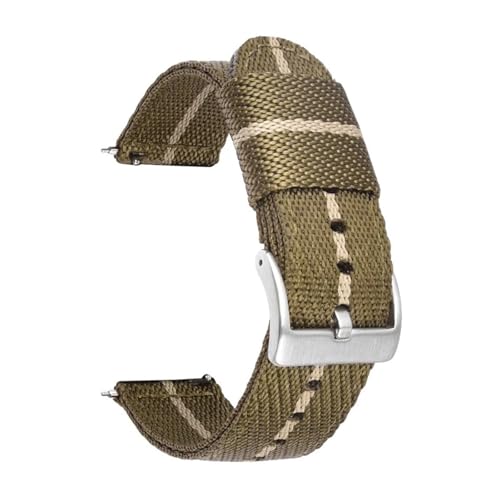 BBPLWEEA YingYou 18mm 20mm 22mm 24mm Sport Weave Nylon Uhrenarmband Damen Herren Armbanduhr Armband Quick Release Stoff Uhrenarmband Armband(Brown Beige silverBC,18mm) von BBPLWEEA