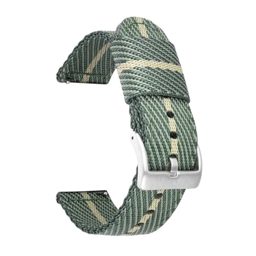 BBPLWEEA YingYou 18mm 20mm 22mm 24mm Sport Weave Nylon Uhrenarmband Damen Herren Armbanduhr Armband Quick Release Stoff Uhrenarmband Armband(Cyan Beige silver BC,24mm) von BBPLWEEA