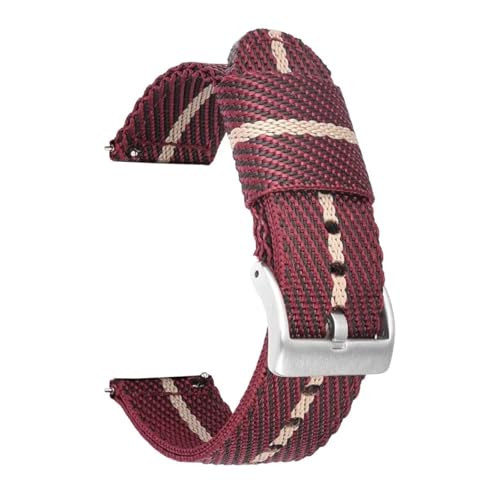 BBPLWEEA YingYou 18mm 20mm 22mm 24mm Sport Weave Nylon Uhrenarmband Damen Herren Armbanduhr Armband Quick Release Stoff Uhrenarmband Armband(Red Beige silver BC,18mm) von BBPLWEEA