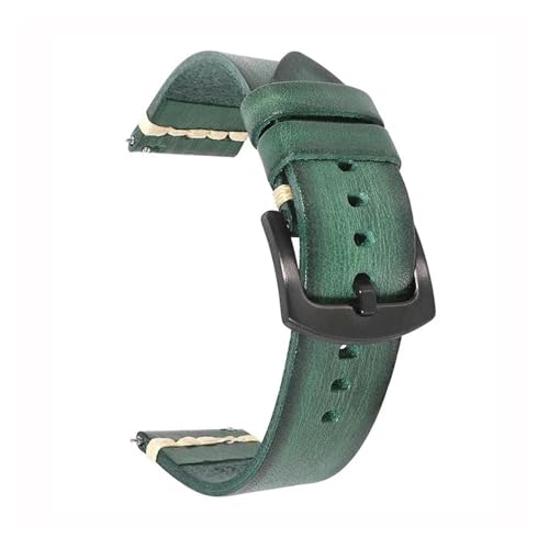 BBPLWEEA YingYou 18mm 20mm 22mm 24mm Uhrenarmband Aus Vintage-Rindsleder Mit Schnellverschluss, Schwarze Schnalle, Wasserdichtes Uhrenarmband, Zubehör(Green,24mm) von BBPLWEEA