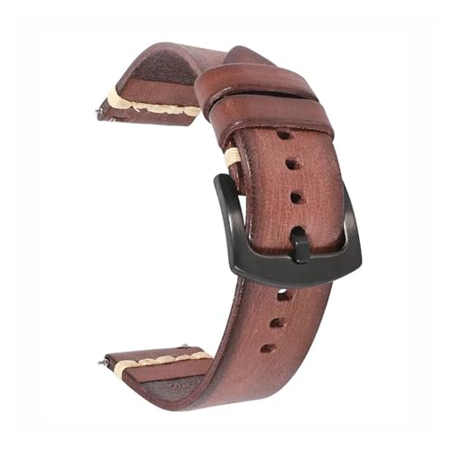 BBPLWEEA YingYou 18mm 20mm 22mm 24mm Uhrenarmband Aus Vintage-Rindsleder Mit Schnellverschluss, Schwarze Schnalle, Wasserdichtes Uhrenarmband, Zubehör(Red Brown,18mm) von BBPLWEEA