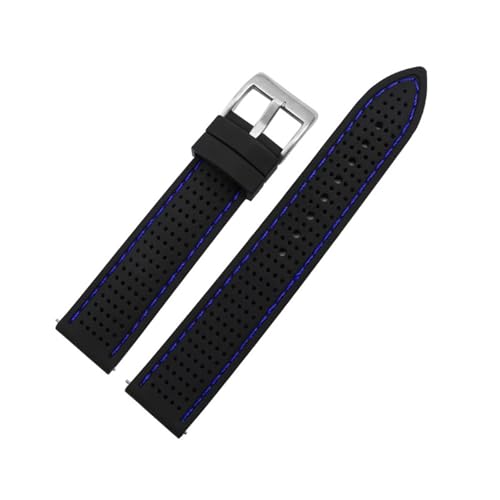 BBPLWEEA YingYou 18mm 20mm 22mm 24mm Uhrenarmband Sport Wasserdichtes Silikonarmband Schnellverschluss Atmungsaktives Gummiarmband(Black blu line sivBK,20mm) von BBPLWEEA