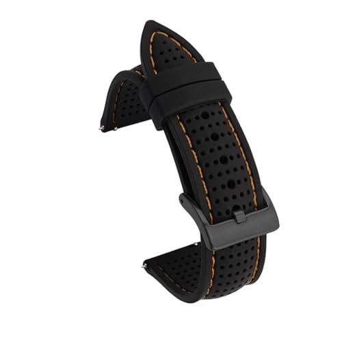 BBPLWEEA YingYou 18mm 20mm 22mm 24mm Uhrenarmband Sport Wasserdichtes Silikonarmband Schnellverschluss Atmungsaktives Gummiarmband(Black org line blkBK,24mm) von BBPLWEEA