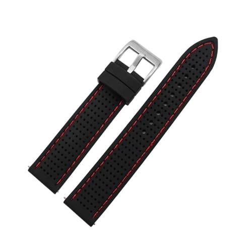 BBPLWEEA YingYou 18mm 20mm 22mm 24mm Uhrenarmband Sport Wasserdichtes Silikonarmband Schnellverschluss Atmungsaktives Gummiarmband(Black red line sivBK,24mm) von BBPLWEEA