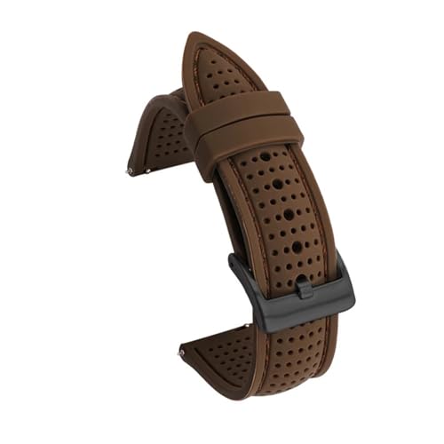 BBPLWEEA YingYou 18mm 20mm 22mm 24mm Uhrenarmband Sport Wasserdichtes Silikonarmband Schnellverschluss Atmungsaktives Gummiarmband(Brown black buckle,24mm) von BBPLWEEA