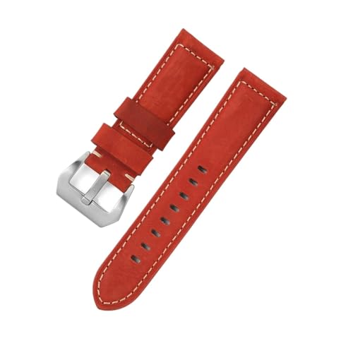 BBPLWEEA YingYou 20mm 22mm 24mm 26mm Mattiertes Echtleder Uhrenarmband Ölwachs Rindsleder Uhrenarmband Retro Crazy Horse Armband(Crazy Horse Red,22mm) von BBPLWEEA