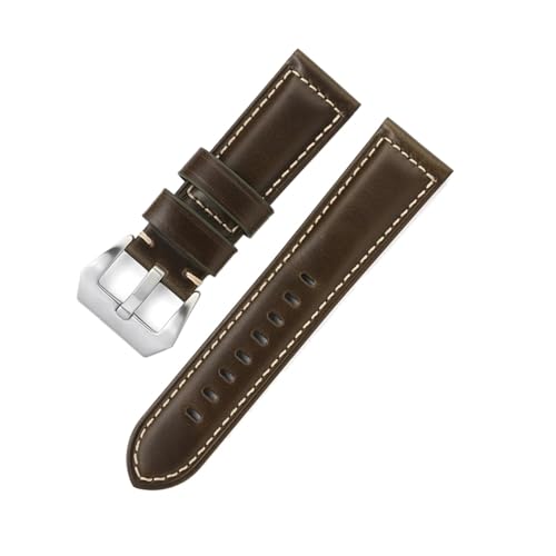 BBPLWEEA YingYou 20mm 22mm 24mm 26mm Mattiertes Echtleder Uhrenarmband Ölwachs Rindsleder Uhrenarmband Retro Crazy Horse Armband(Matte Deep Brown,24mm) von BBPLWEEA