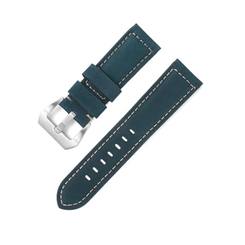 BBPLWEEA YingYou 20mm 22mm 24mm 26mm Mattiertes Echtleder Uhrenarmband Ölwachs Rindsleder Uhrenarmband Retro Crazy Horse Armband(Matte Light Blue,24mm) von BBPLWEEA