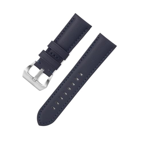 BBPLWEEA YingYou 20mm 22mm 24mm 26mm Mattiertes Echtleder Uhrenarmband Ölwachs Rindsleder Uhrenarmband Retro Crazy Horse Armband(Nylon Blue,22mm) von BBPLWEEA