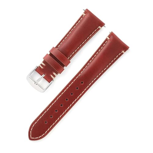 BBPLWEEA YingYou 20mm 22mm 24mm Echtes Leder Armband Dünnes Leder Uhrenarmband Band Quick Release Handgelenk Armband Gürtel(Jujube Red,24mm) von BBPLWEEA